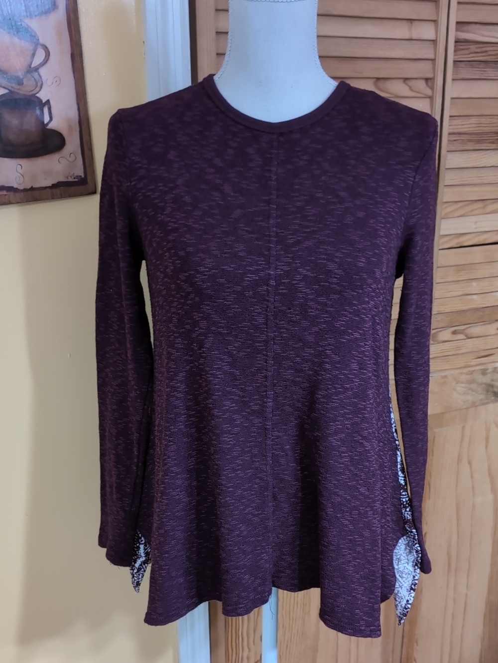 Burgundy Sweater Top w/ Contrast Back by Max Jeans XS